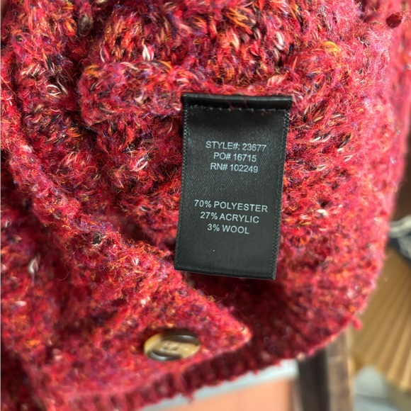 Skies are Blue Women's Red Button-Up Sweater - Picture 3 of 3